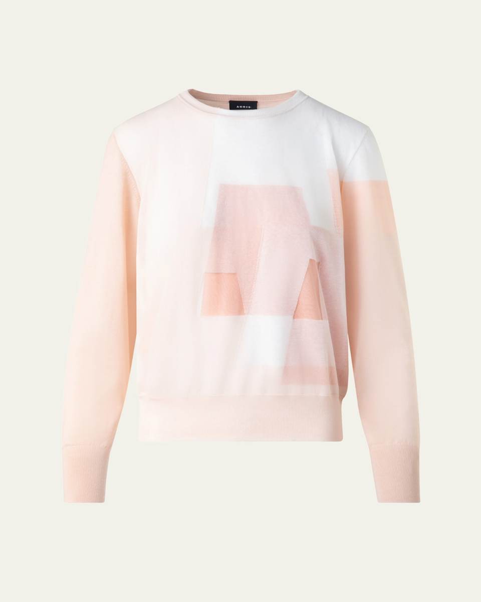 Trapeze Rayonnant Intarsia Double-Layer Knit Sweater